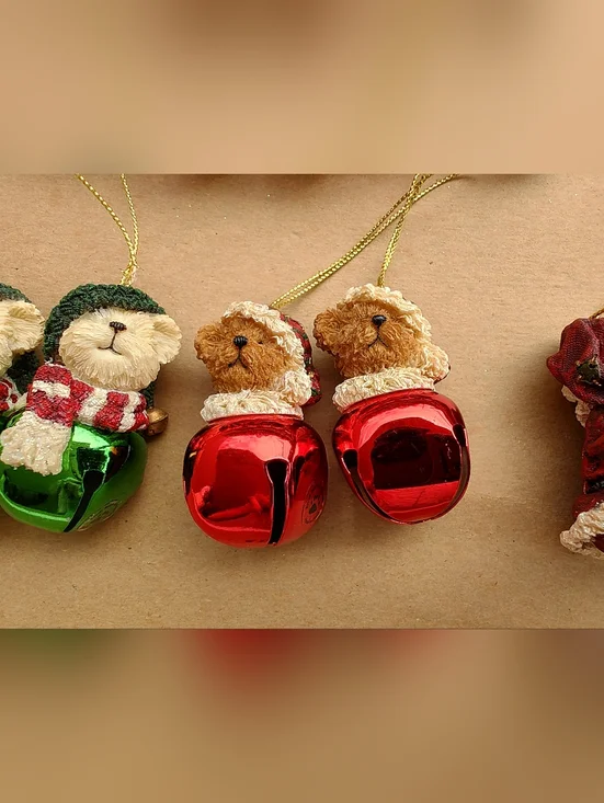 Vintage Boyds Bears Jingle Bell Bears Christmas Ornaments Lot Of (15) Green Red - Picture 5 of 7